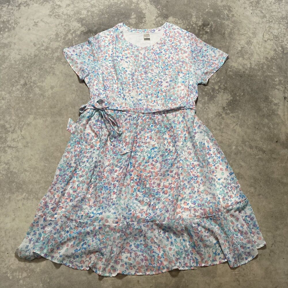 Blair Dress Womens Plus Sz 2XL Pastel Floral Lined r Button Down Tie Waist Midi